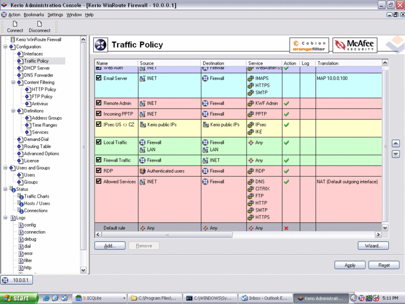Kerio WinRoute Firewall Screenshot